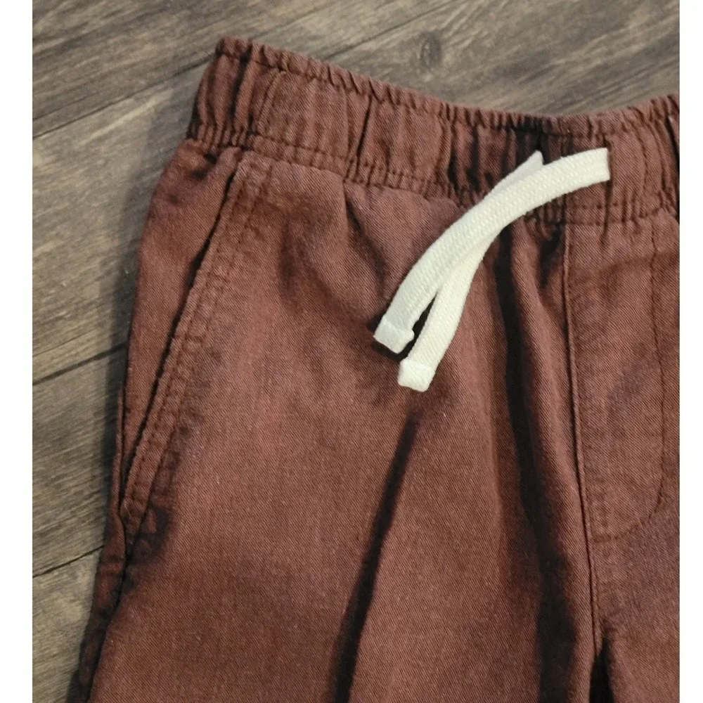 Old Navy Boys Rust Brown Linen Blend Pull On‎ Shorts Size L 10-12 Drawstring
